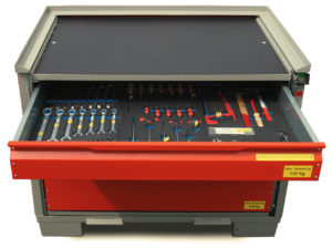System-Gitterbox SGB - Mit Siebdruckplatte und Schubladeneinsatz